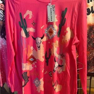 Southern Stitch Pink Long Sleeve Tee